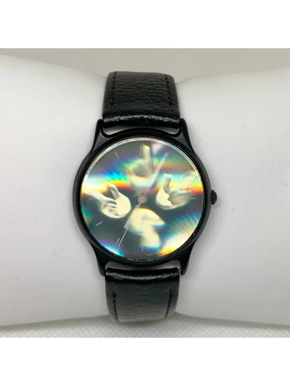 Vintage 90s Lasart 3D Holographic unisex Wrist Watch 32mm black tone running